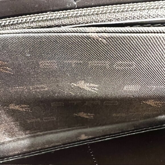 Unique Retro Leather Vintage Etro Women Burgendy Brown Wallet Full Zip 9x4" (10) - Picture 3 of 9